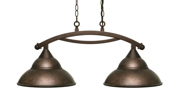 Bow 2-Light Island Light in Bronze with Double Bubble Metal Shades - Image 1