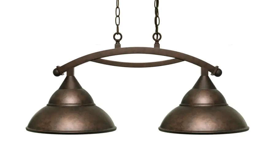 Bow 2-Light Island Light in Bronze with Double Bubble Metal Shades - Image 1