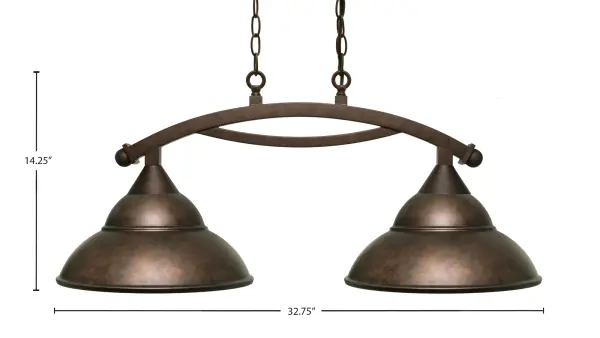 Bow 2-Light Island Light in Bronze with Double Bubble Metal Shades - Image 2