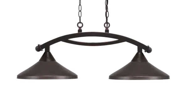 Bow 2-Light Island Light in Dark Granite with Metal Shades - Image 1