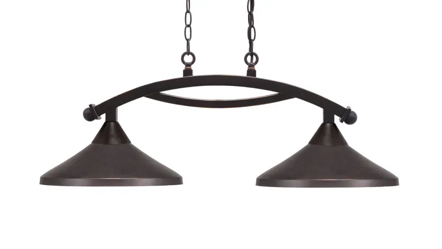 Bow 2-Light Island Light in Dark Granite with Metal Shades - Image 1
