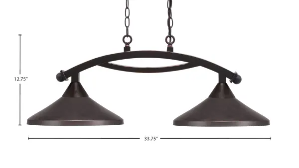 Bow 2-Light Island Light in Dark Granite with Metal Shades - Image 2