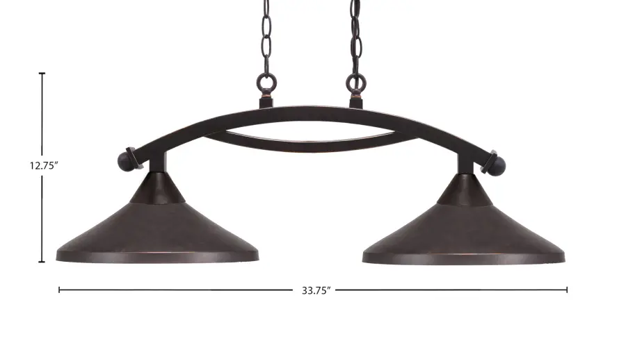 Bow 2-Light Island Light in Dark Granite with Metal Shades - Image 2