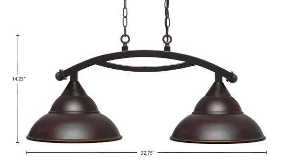 Bow 2-Light Island Light in Dark Granite with Double Bubble Metal Shades - Image 2