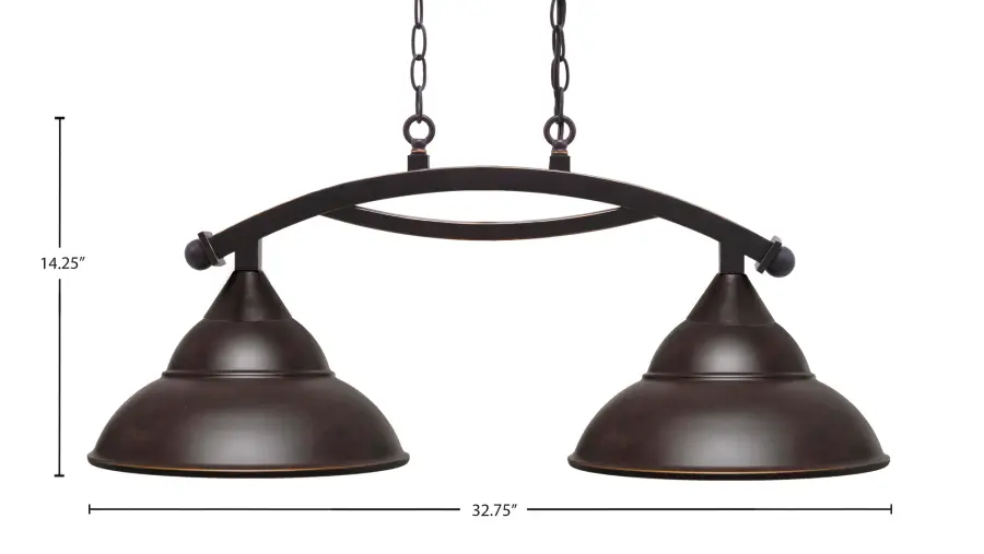 Bow 2-Light Island Light in Dark Granite with Double Bubble Metal Shades - Image 2