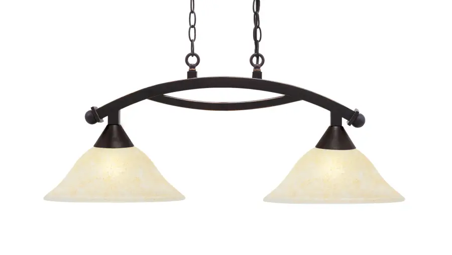 Bow 2-Light Island Light with Amber Marble Glass - Image 1