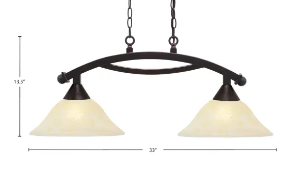 Bow 2-Light Island Light with Amber Marble Glass - Image 2