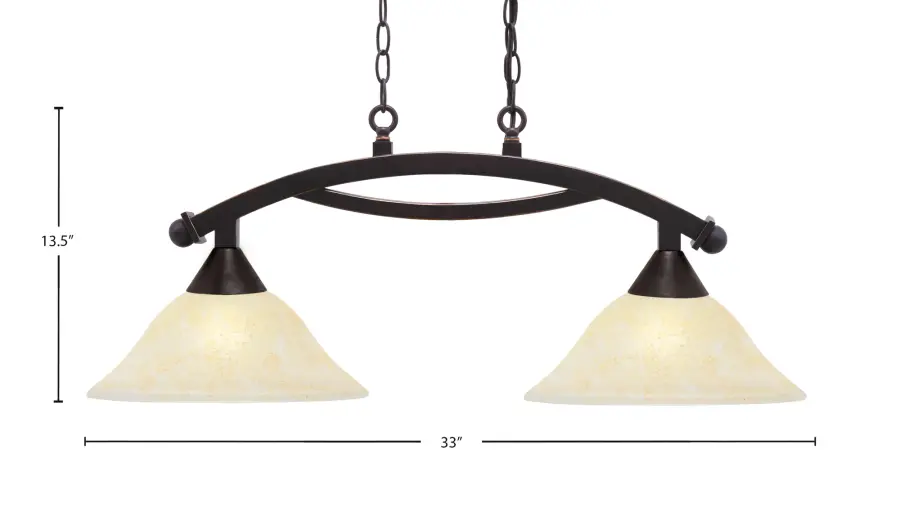 Bow 2-Light Island Light with Amber Marble Glass - Image 2