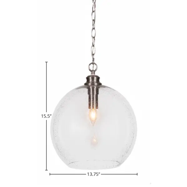 Kimbro Chain Hung Pendant with Clear Bubble Glass - Image 2