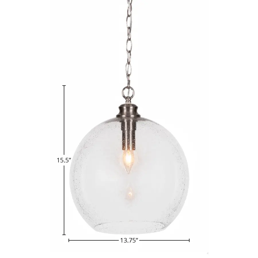Kimbro Chain Hung Pendant with Clear Bubble Glass - Image 2