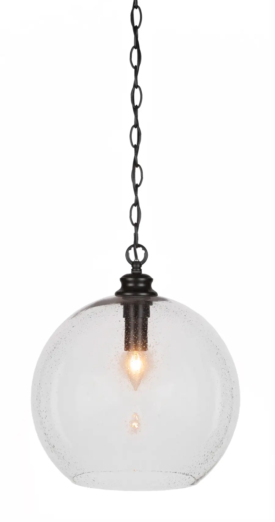 Kimbro Chain Hung Pendant with Clear Bubble Glass - Image 1