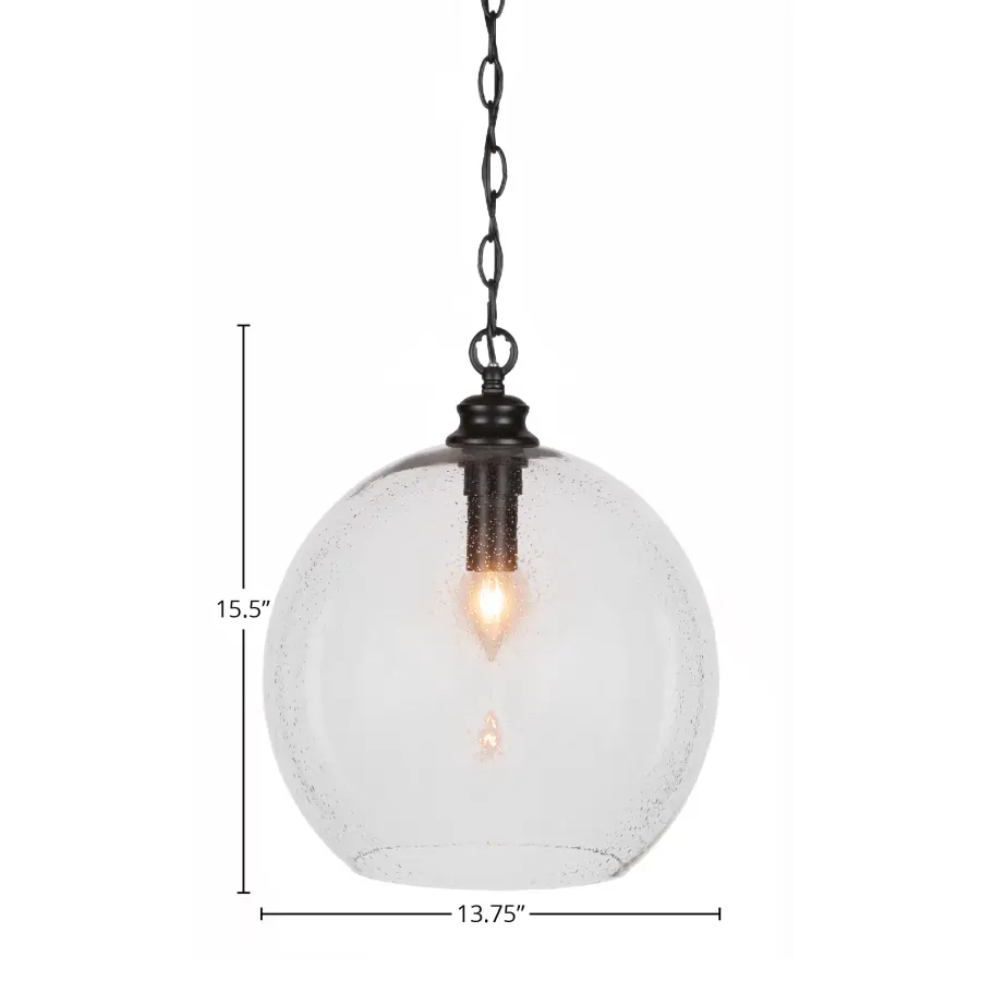 Kimbro Chain Hung Pendant with Clear Bubble Glass - Image 2