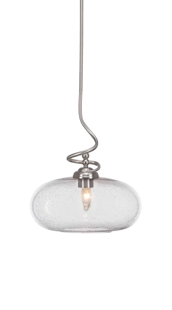 Capri Stem Hung Pendant with Clear Bubble Glass - Image 1