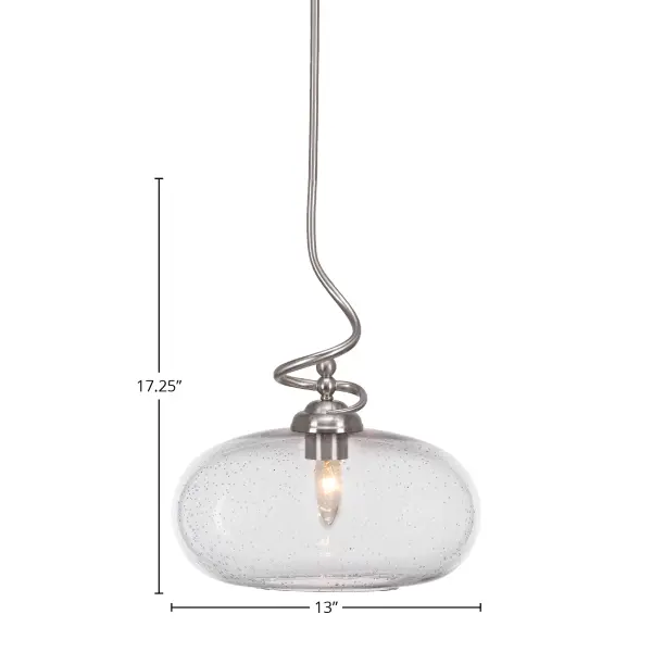 Capri Stem Hung Pendant with Clear Bubble Glass - Image 2
