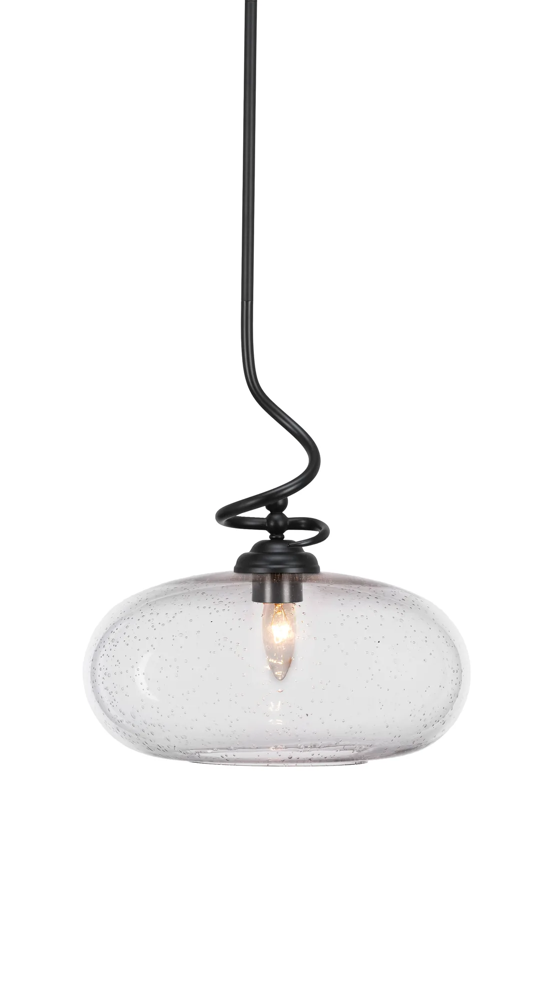 Capri Stem Hung Pendant with Clear Bubble Glass