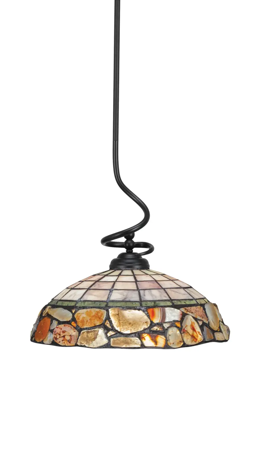 Capri Stem Hung Pendant with Cobblestone Art Glass - Image 1