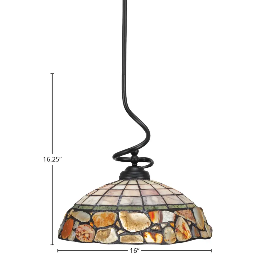 Capri Stem Hung Pendant with Cobblestone Art Glass - Image 2
