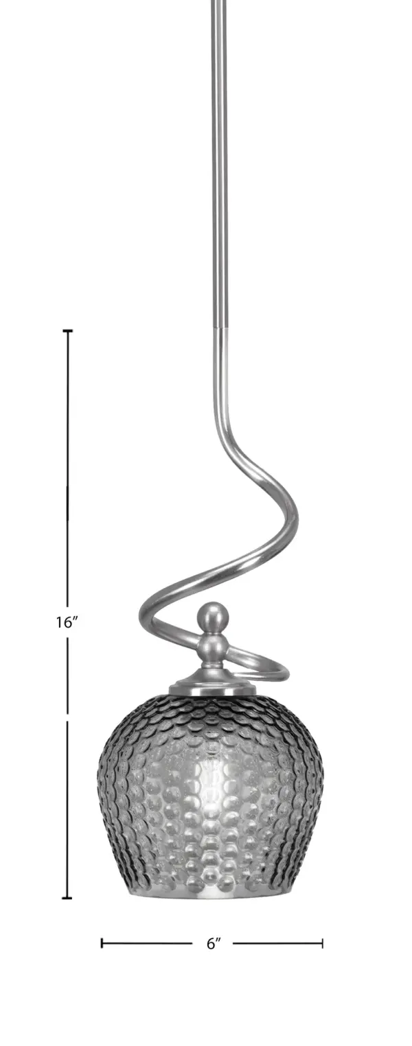 The Capri Mini Pendant combines clean contemporary lines with refined detail. Its brushed nickel finish and smoke textured glass create subtle drama while softly diffusing light for a warm, inviting glow. - alternate view