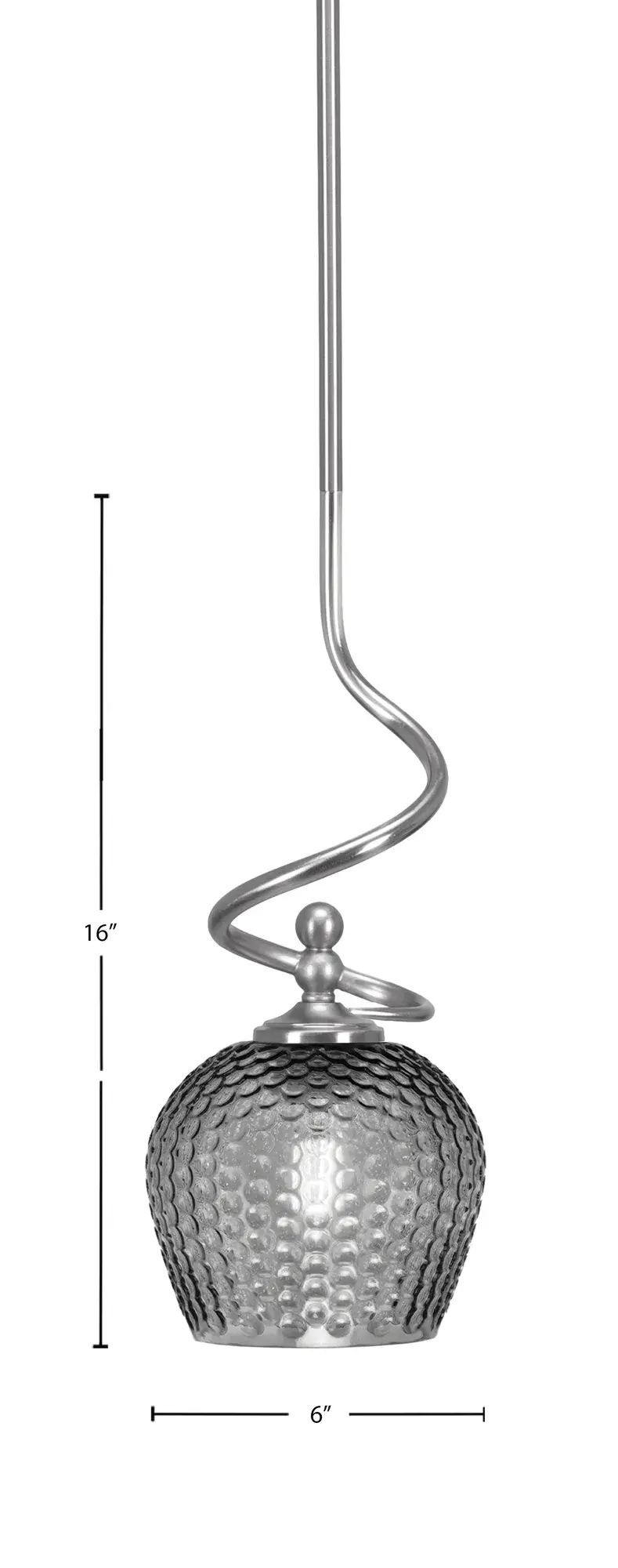 Capri Stem Hung Mini Pendant with Smoke Textured Glass - Image 2