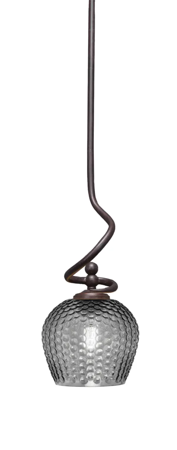 Capri Stem Hung Mini Pendant with Smoke Textured Glass - Image 1