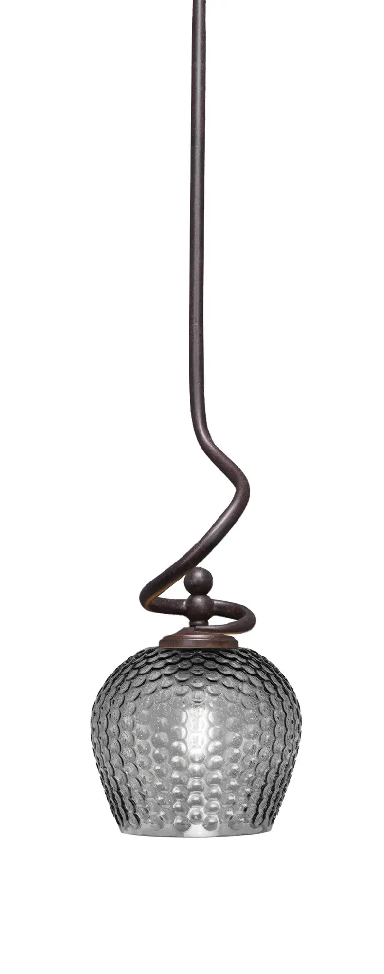 Capri Stem Hung Mini Pendant with Smoke Textured Glass - Image 1