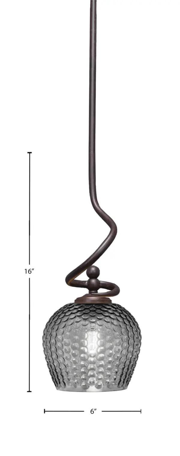 Capri Stem Hung Mini Pendant with Smoke Textured Glass - Image 2