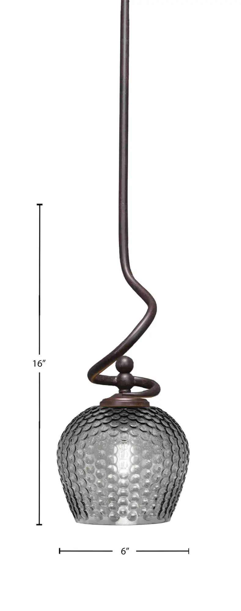 Capri Stem Hung Mini Pendant with Smoke Textured Glass - Image 2