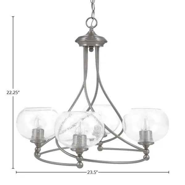 Capri 4-Light Uplight Chandelier in Brushed Nickel with Clear Bubble Glass - Image 2