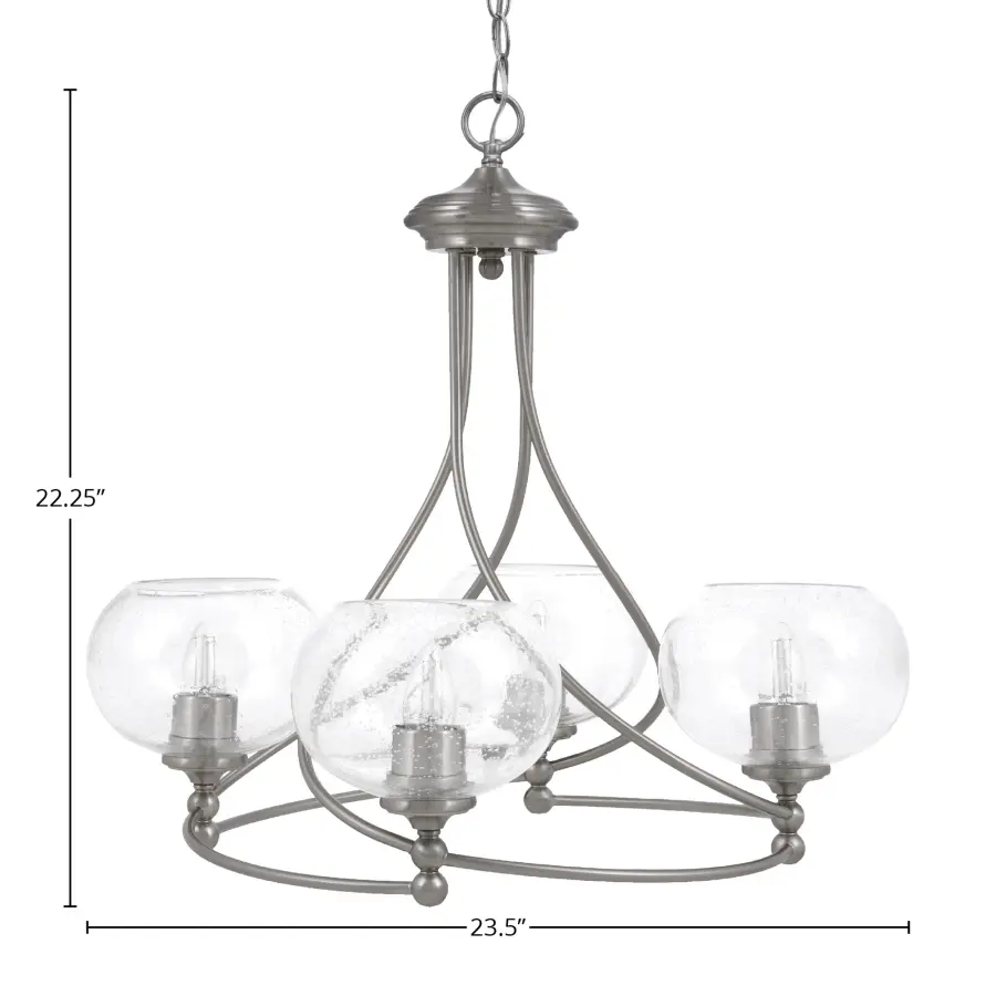 Capri 4-Light Uplight Chandelier in Brushed Nickel with Clear Bubble Glass - Image 2