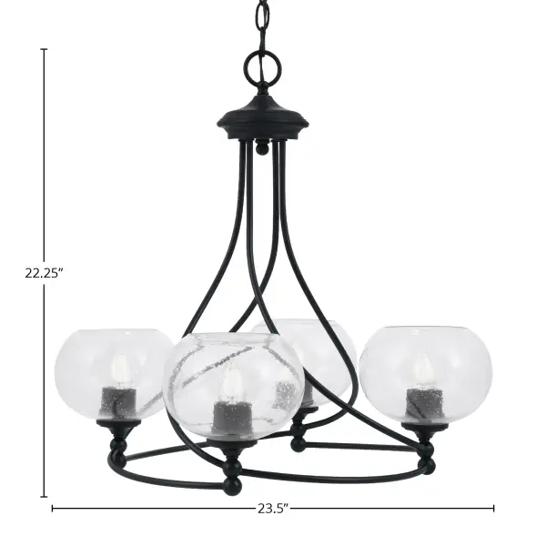 Capri 4-Light Uplight Chandelier in Matte Black with Clear Bubble Glass - Image 2