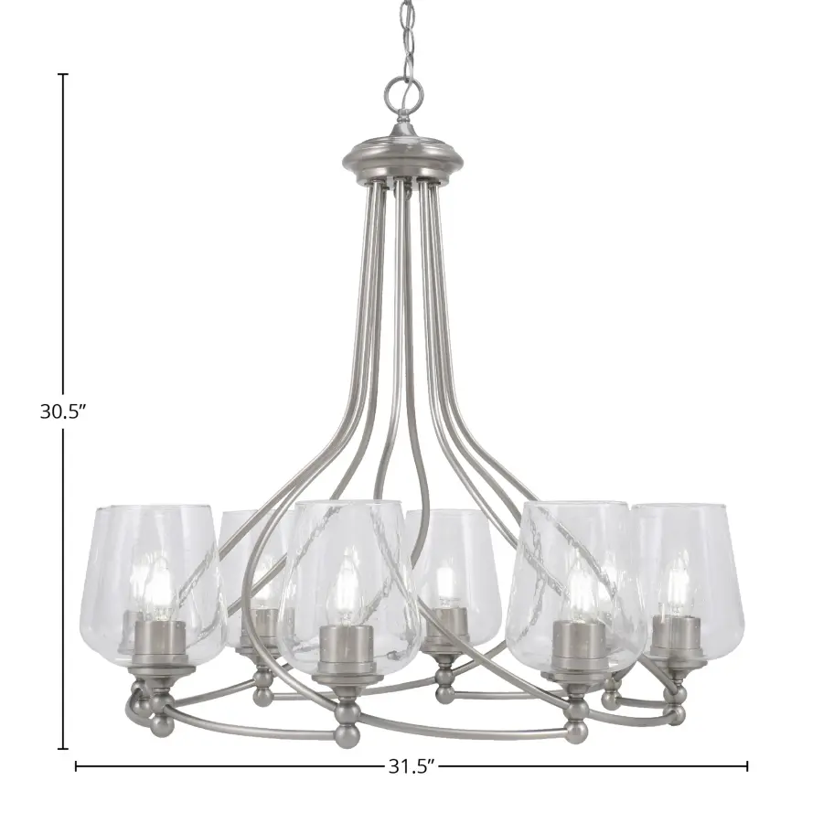 Capri 8-Light Uplight Chandelier with Clear Bubble Glass - Image 2