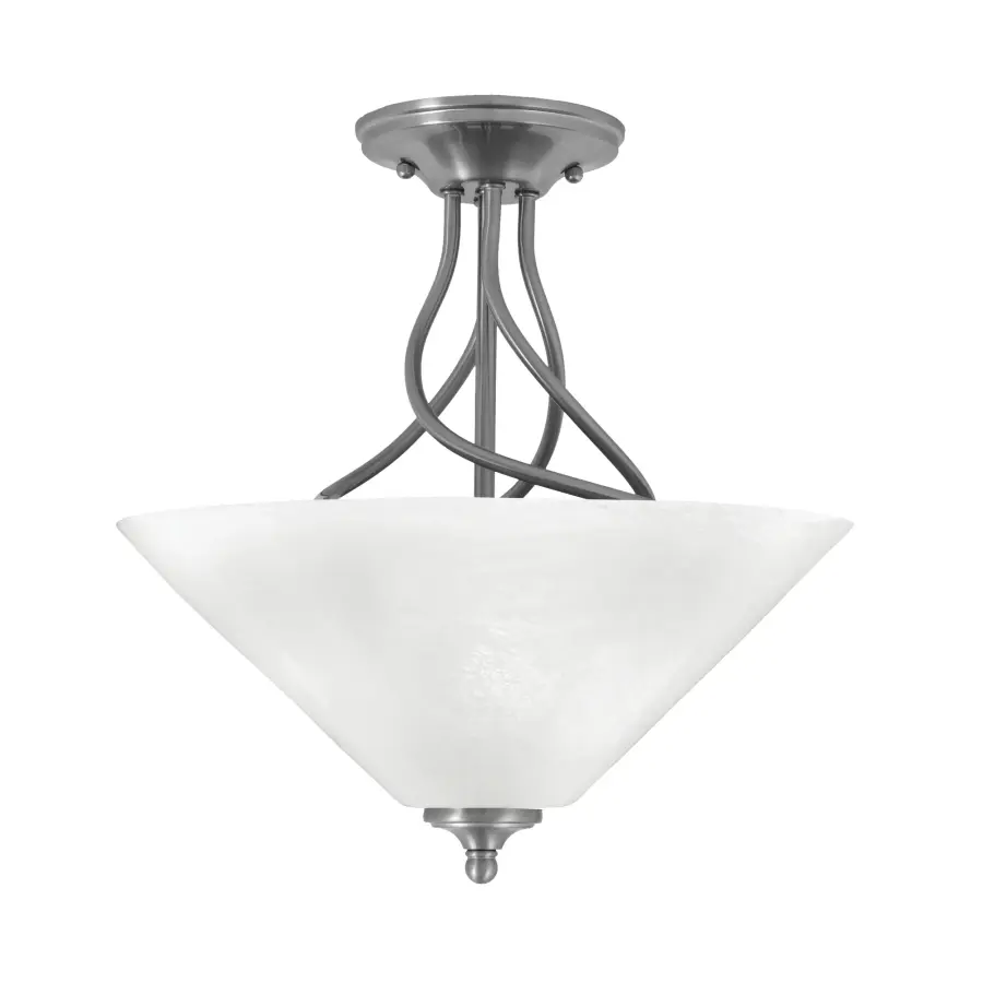 Capri Semi-Flush Ceiling Light with White Marble Glass - Image 1