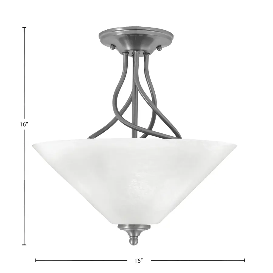 Capri Semi-Flush Ceiling Light with White Marble Glass - Image 2