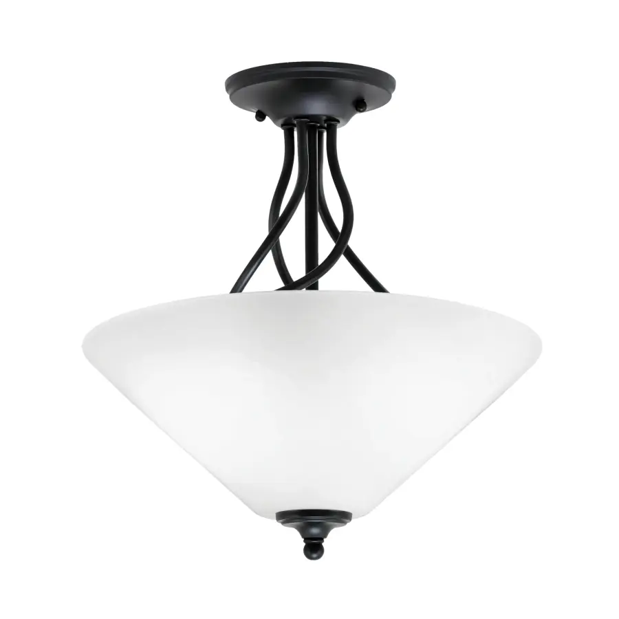 Capri Semi-Flush Ceiling Light with White Marble Glass - Image 1