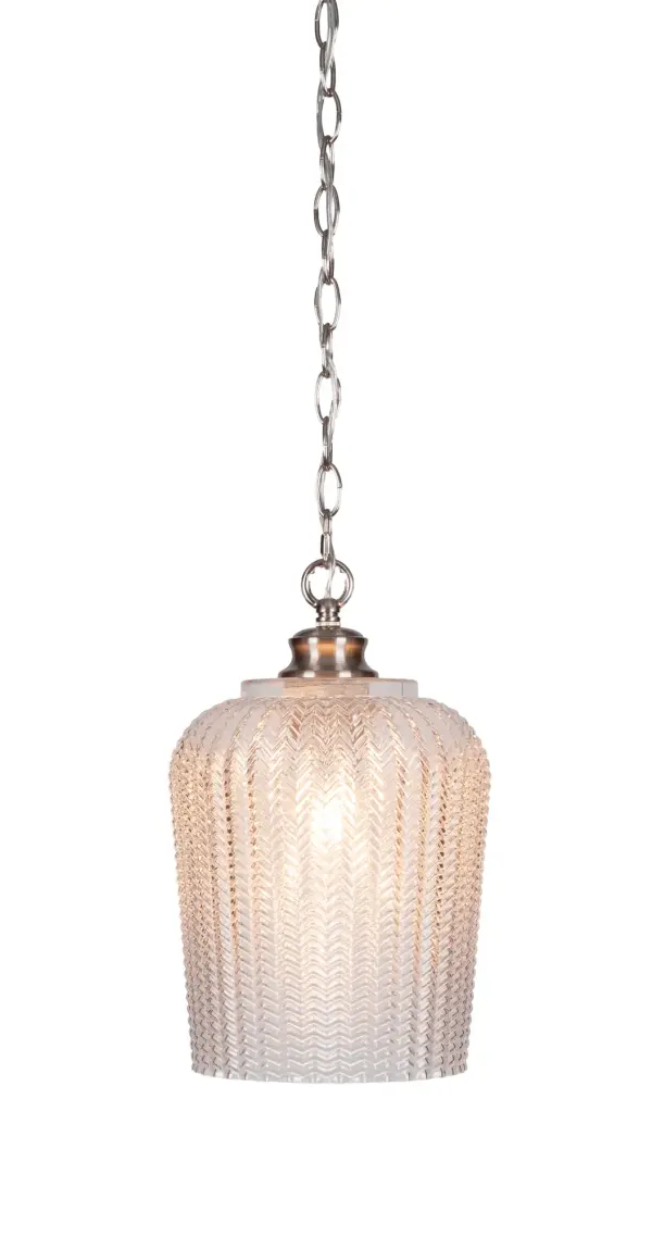 Cordova Chain Hung Pendant with Clear Textured Glass - Image 1
