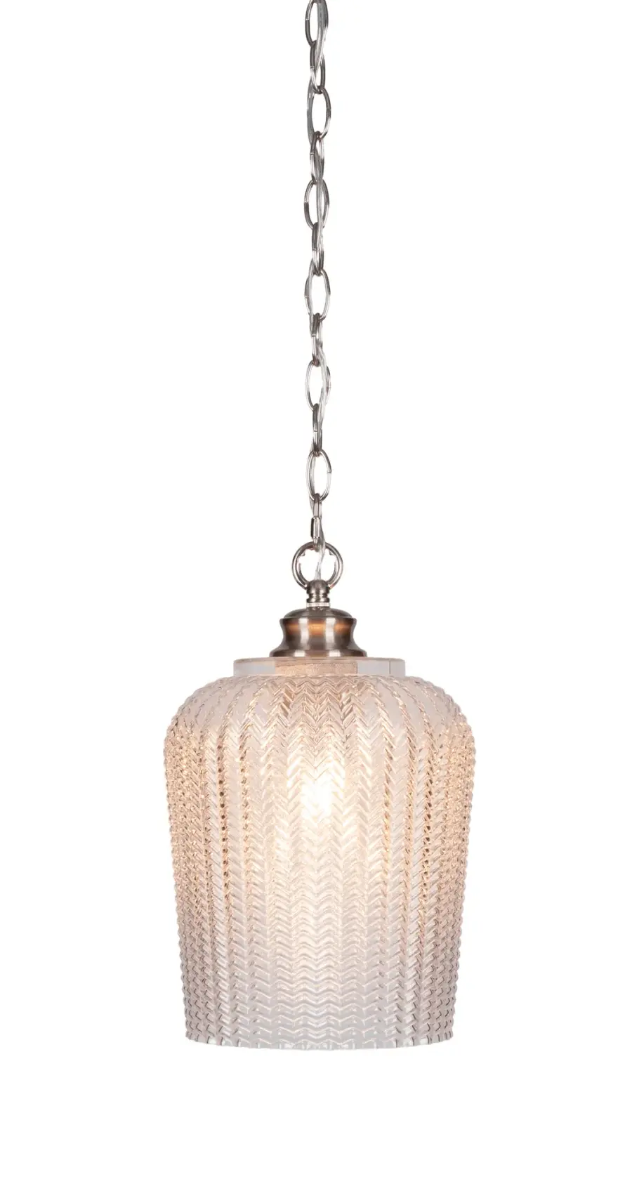 Cordova Chain Hung Pendant with Clear Textured Glass - Image 1