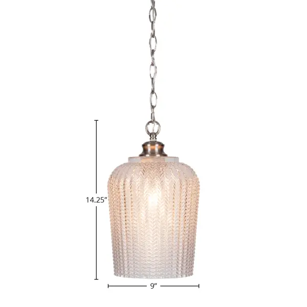 Cordova Chain Hung Pendant with Clear Textured Glass - Image 2