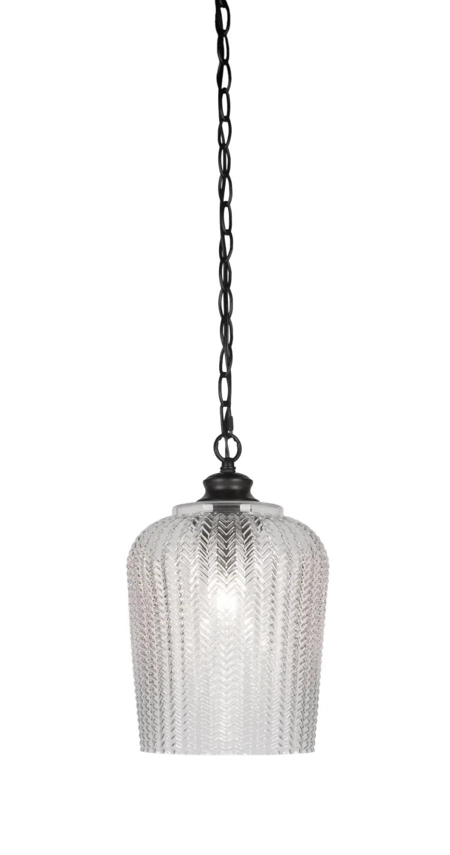 Cordova Chain Hung Pendant with Clear Textured Glass - Image 1