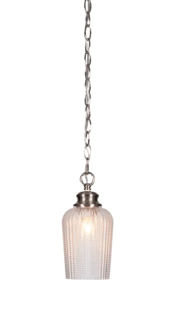 Cordova Chain Hung Pendant with Clear Textured Glass - Image 1