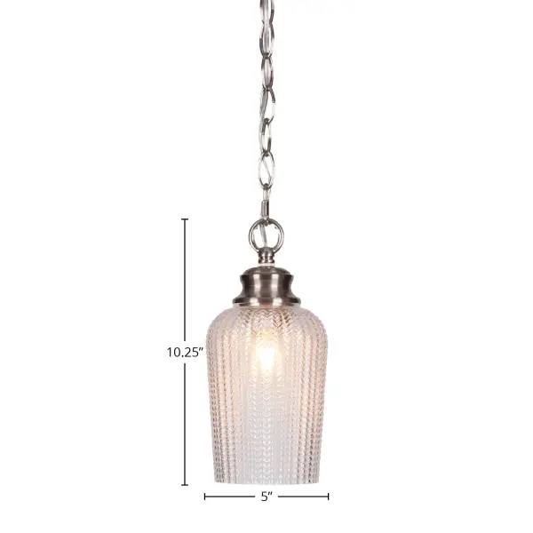 Cordova Chain Hung Pendant with Clear Textured Glass - Image 2