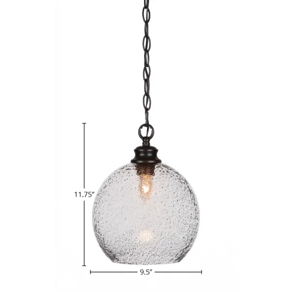 The Kimbro pendant combines industrial style with modern sophistication through its matte black finish and unique smoke bubble glass shade. Compact at 9.5" wide, it's perfect for kitchen islands or intimate dining spaces. - alternate view