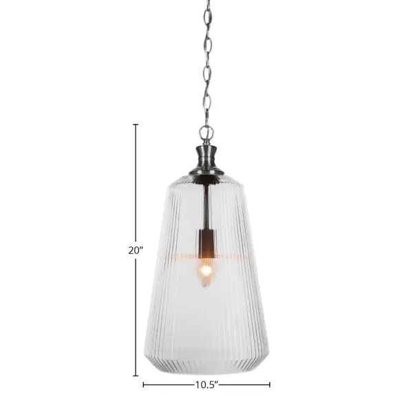 Carina Chain Hung Pendant with Clear Ribbed Glass - Image 2