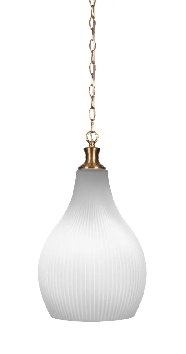 The Carina pendant combines timeless brass elegance with modern opal glass for soft, ambient lighting. Its adjustable chain and sloped ceiling compatibility make it versatile for various spaces.