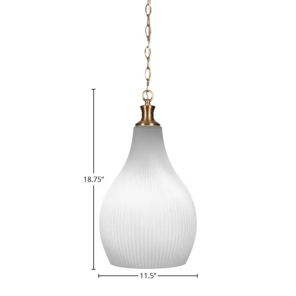 The Carina pendant combines timeless brass elegance with modern opal glass for soft, ambient lighting. Its adjustable chain and sloped ceiling compatibility make it versatile for various spaces. - alternate view