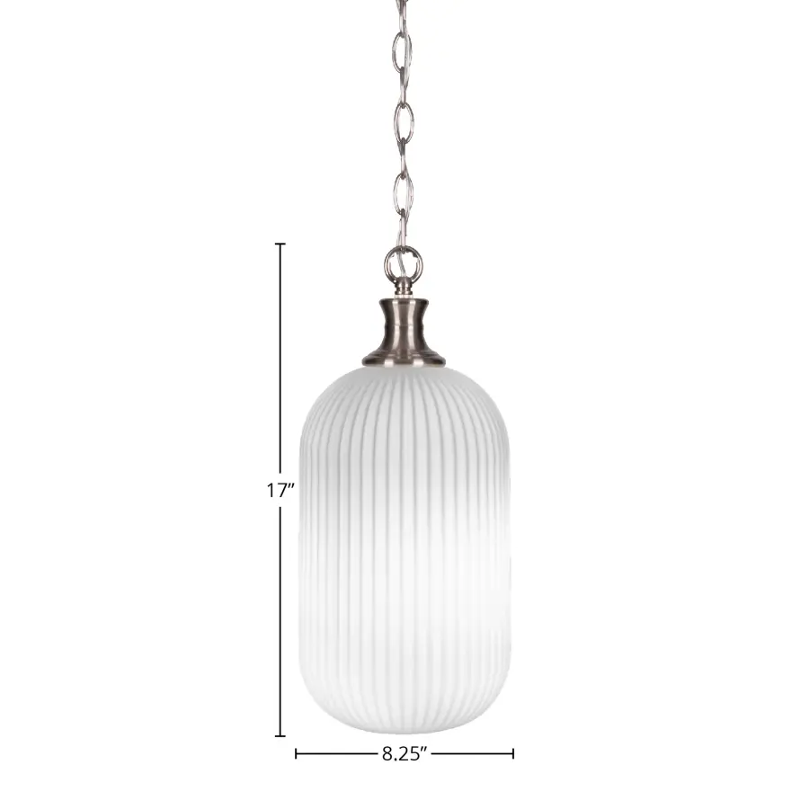 Carina Chain Hung Pendant with Opal Frosted Glass - Image 2