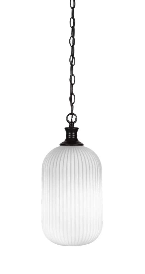 The Carina pendant combines timeless opal frosted glass with a modern matte black finish, creating a versatile fixture that works in both contemporary and traditional spaces. Its compact 8.25" diameter makes it ideal for smaller areas.