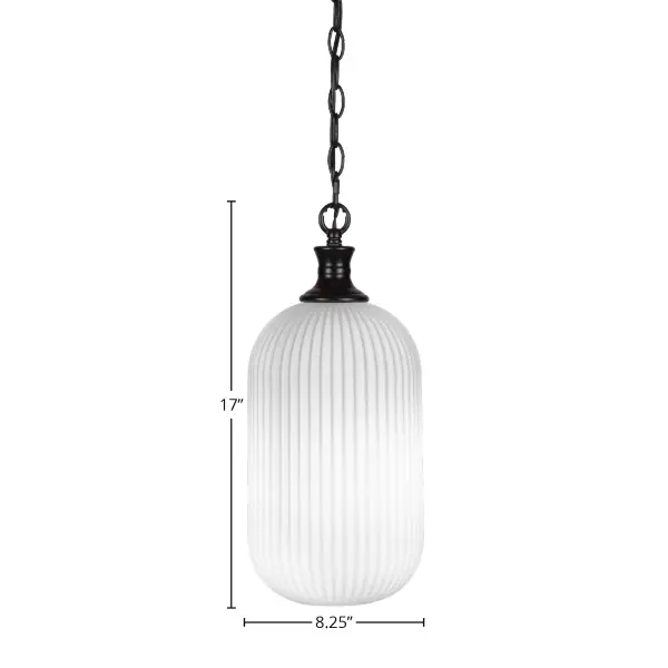 The Carina pendant combines timeless opal frosted glass with a modern matte black finish, creating a versatile fixture that works in both contemporary and traditional spaces. Its compact 8.25" diameter makes it ideal for smaller areas. - alternate view