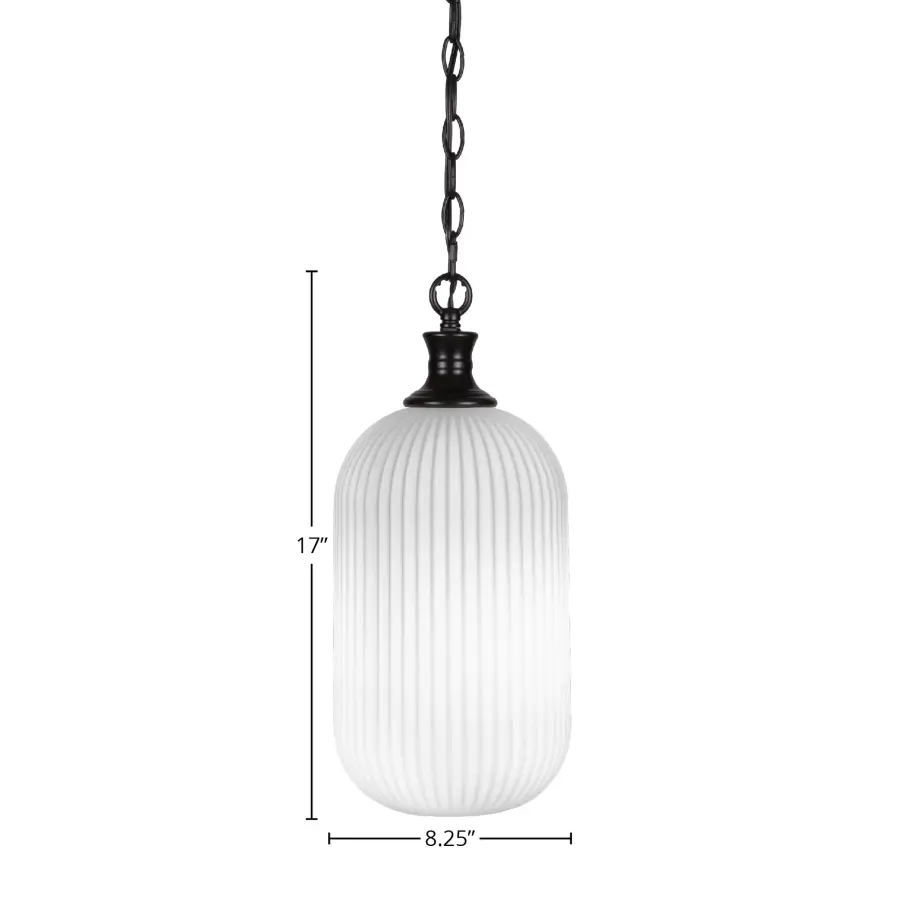 Carina Chain Hung Pendant with Opal Frosted Glass - Image 2