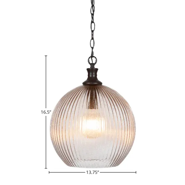 The Carina pendant combines a sleek matte black finish with distinctive micro bubble ribbed glass to create captivating light patterns. Energy-efficient LED technology and adjustable hanging height make it practical for various spaces. - alternate view