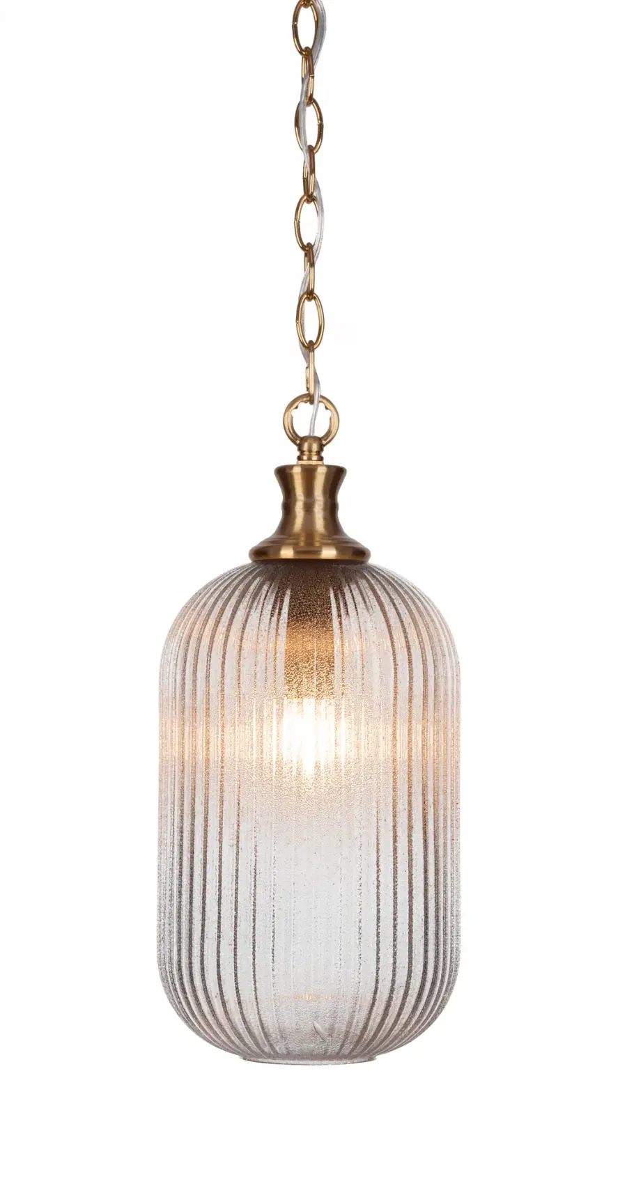 Carina Chain Hung Pendant with Micro Bubble Ribbed Glass - Image 1